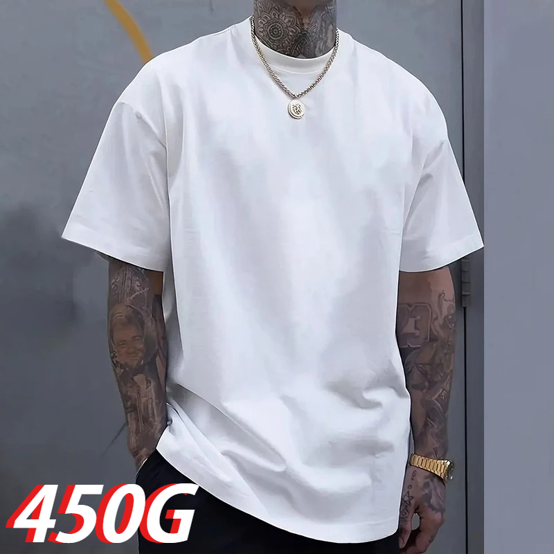 Undershirt Crew Neck - Zwart 450g Heavyweight katoenen T-shirt met