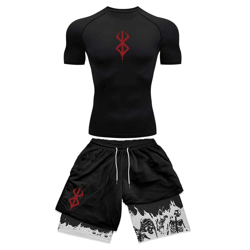 Compression Shorts Athletes - Anime 3D Gedrukt Heren Compressie Set